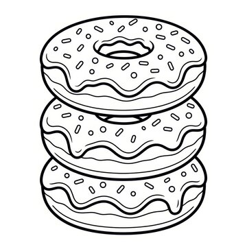 Stack of three outline donuts with sprinkles