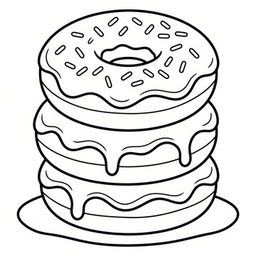 Stack of three outlined donuts with sprinkles
