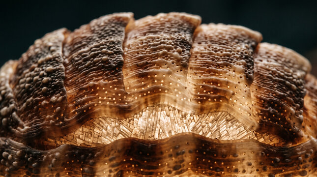 Macro Photography of a Chiton Shell with Articulated Valves