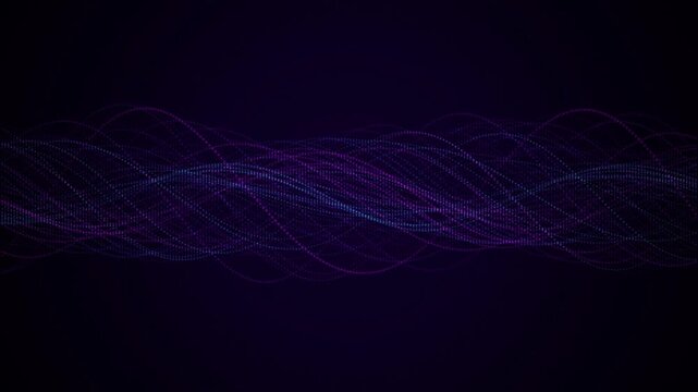 Glowing digital particle strands flow in a seamless loop