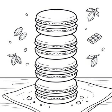 Stack of macarons with chocolate elements