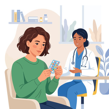 Doctor Consulting Patient About Medication in Clinic - Healthcare Consultation and Prescription