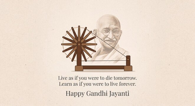Happy Gandhi Jayanti, 2nd October with Gandhiji Charkha