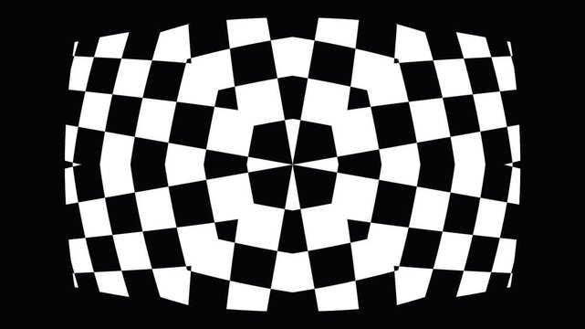 Abstract Black White Checkerboard Pattern Morphing Dynamic Optical Illusion Seamless Loop