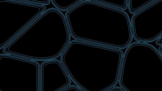 Cellular Network Structure animation with glowing blue lines on black background