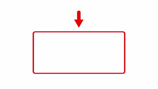 animated Rectangle Highlighted by Red Vertical Arrows Indicating 4K animation with alpha channel Compression or Focus  on transparent background  