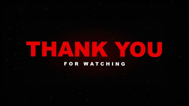 Bold red typography displaying a message of gratitude on a dark grainy surface serves as the concluding frame for a creative video production project to express appreciation toward the audience