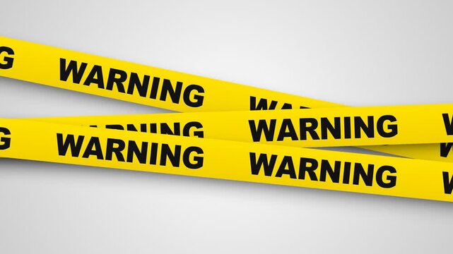 A vibrant yellow barrier ribbon with bold black text signifying a potential hazard creates an urgent visual alert for construction zones or areas requiring increased safety awareness and public