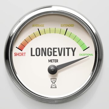 Longevity - longevity index at maximum. High and rising values of longevity. Meter needle reaching exceptional levels. Longevity values off the charts. (No AI, made by humans for humans).