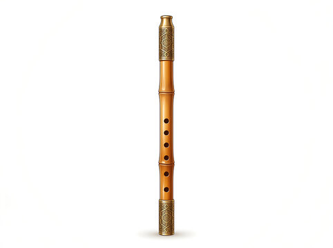 Handcrafted wooden flute icon illustration