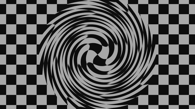 Abstract swirling vortex patterns with checkered textures and transparent backgrounds