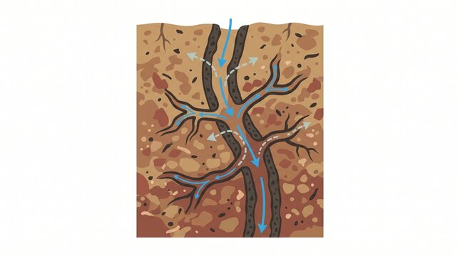 Cross Section Diagram of Water Infiltration Through Soil Layers