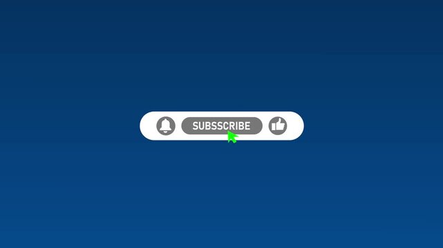 Animated subscribe button with bell notification click and like icon on transparent background, social media call to action motion graphics 4K