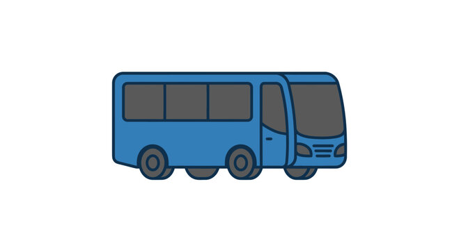 Modern blue city bus transportation icon.