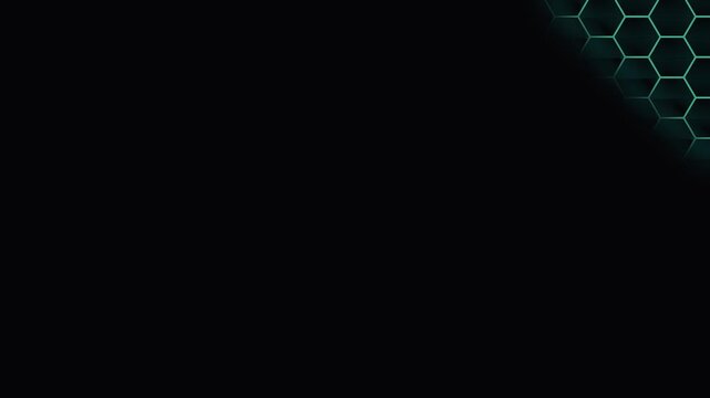 Hexagonal grid pattern with light beams revealing dark background during a slow zoom out