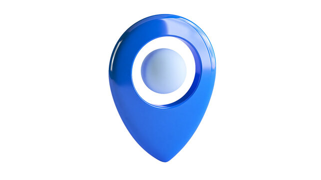 Blue glossy 3D map pin location marker