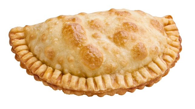 Golden baked empanada with crimped edge