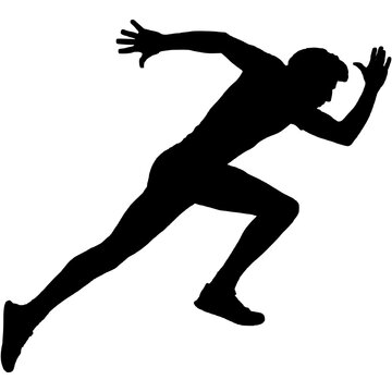 Black Silhouette of Male Sprinter Running in Action
