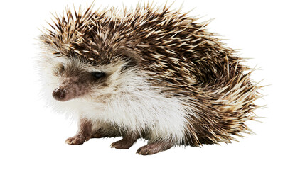 Small hedgehog with brown and white quills and fur © Isadora