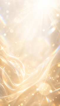 Elegant champagne gold background with silky wave glowing light particles for story banner