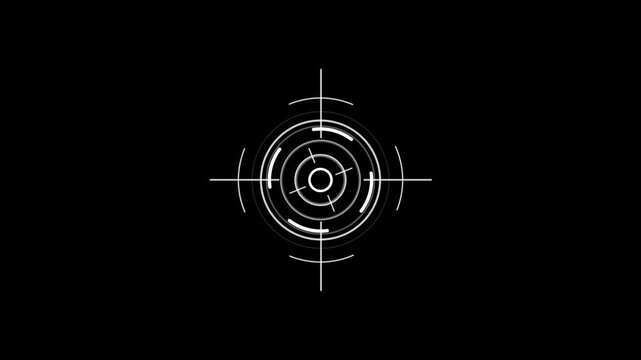 Digital interface depicting a sophisticated target scope, Digital target with arrow hitting bullseye in technology background . Cyber security or strategic planning in a virtual environment.