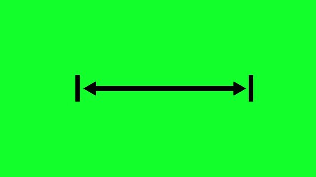 Measuring distance length line animation on green background. Distance concept double left and right side arrow measurement animation. Motion Graphic concept animation with alpha channel