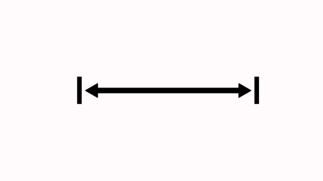 Measuring distance length line animation on white background. Distance concept double left and right side arrow measurement animation. Motion Graphic concept animation with alpha channel