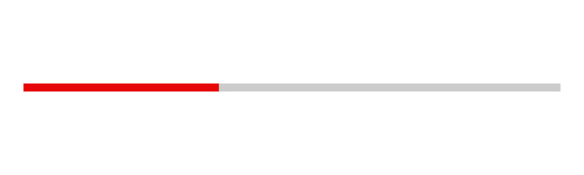 Red and Grey Horizontal Progress Bar Isolated on Transparent Background PNG