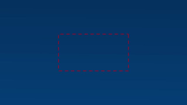 Dotted line rectangle frame animation on white background. Animation of a dotted line path from left to right point. border frame dotted line animation isolated .