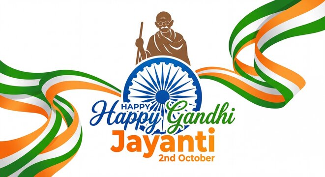 vector illustration for Gandhi Jayanti written Hindi text means 2 October happy Gandhi Jayanti