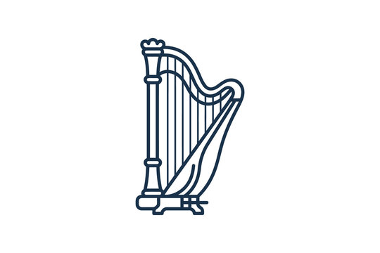 Minimalist Harp Vector Illustration