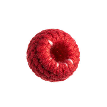 Red Crocheted Round Bead Made of Soft Yarn