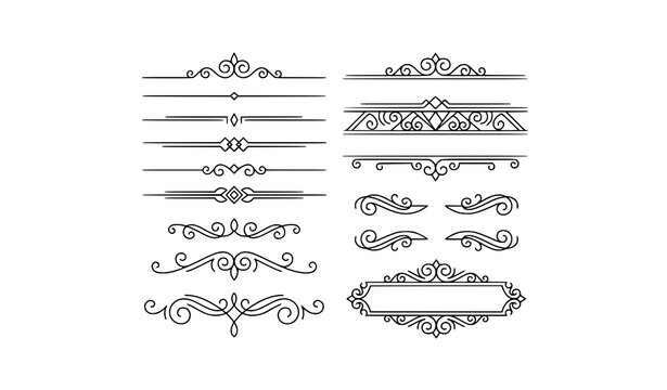 Vintage Decorative Line Dividers and Text Frames Vector Set