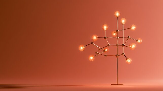 A branching physical decision-tree sculpture with illuminated nodes.