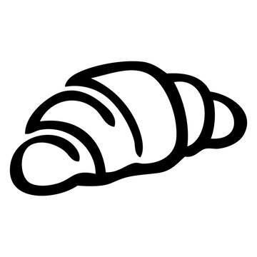 Logo pasteler&iacute;a. Icono con dibujo sencillo de un croissant con l&iacute;neas	
