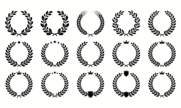 Set of vector laurel wreaths for awards, heraldry, and logo design