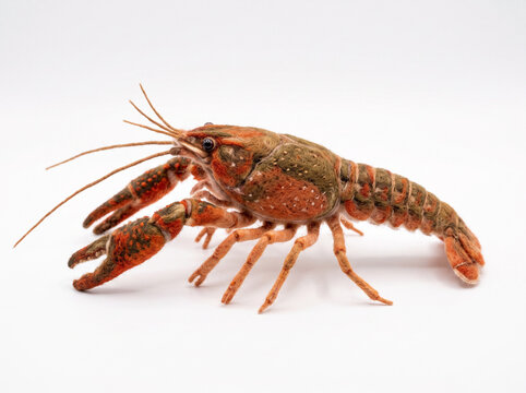羊毛フェルトで作られた甲殻やハサミがリアルなザリガニの人形