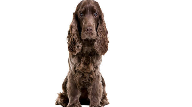 Brown Cocker Spaniel dog sitting attentively