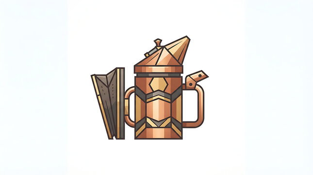 Minimalist bee smoker illustration with showcases stylized flat