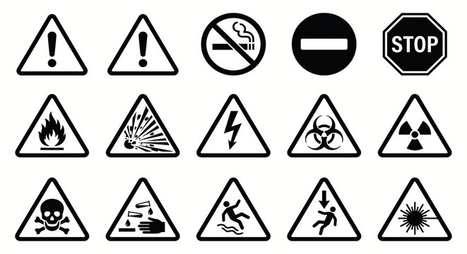 Set of warning and prohibition signs