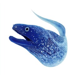 Naklejka premium Blue Ribbon Eel Swimming With Open Mouth Isolated On White Background