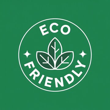 Eco friendly green circle badge with leaf icon