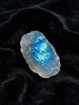 Moonstone Crystal Blue Velvet Macro Healing Gemstone