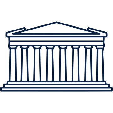 Classical Building Line Icon Bank Museum Government