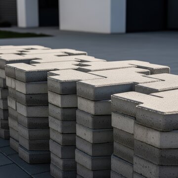 Stack of Concrete Interlocking Blocks for Construction and Design