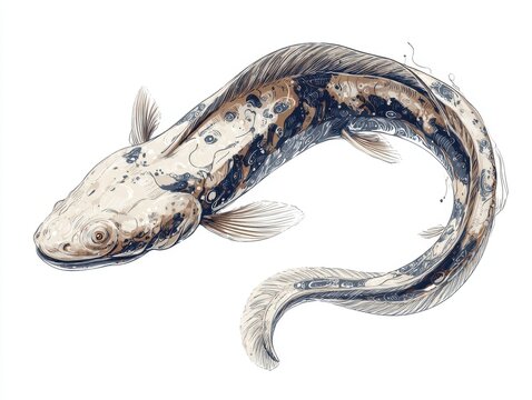 Detailed Illustration Of A Cave Dwelling Salamander On A Clean White Background