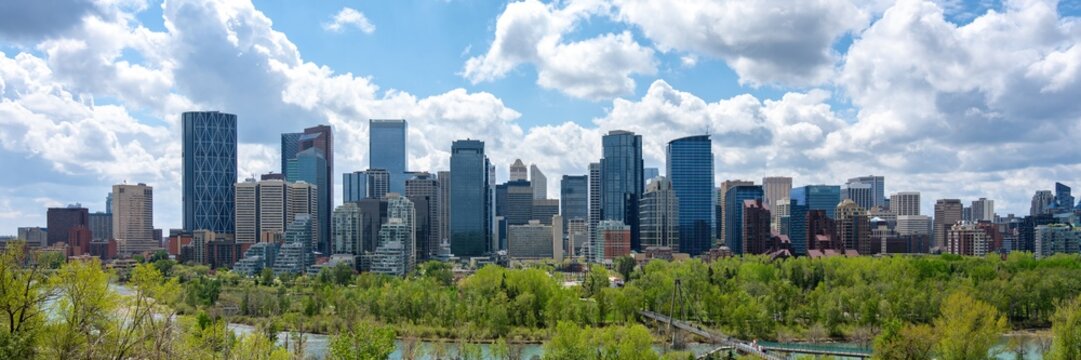 Calgary city skyline panorama with downtown modern buildings