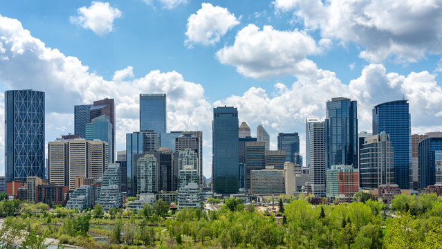 Calgary skyline with modern skyscrapers in Alberta, Canada
