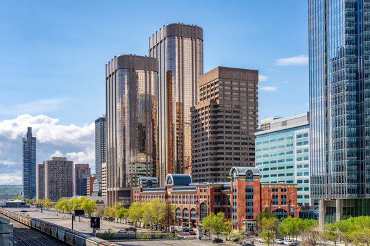 Calgary downtown modern skyline with urban architecture in Canada