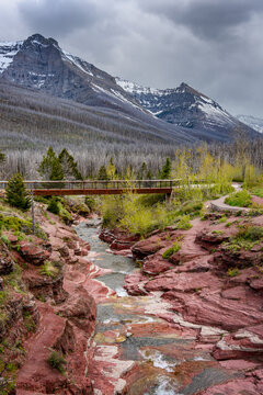 Bridge over Red Rock Canyon in Waterton Lakes